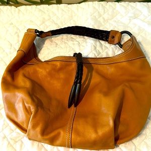 Kenneth Cole Leather Shoulder Bag with Braided Leather Handle
